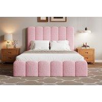 Boucl Ottoman Bed Frame with Gas Lift and Padded Headrest Comfort