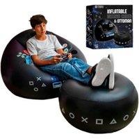 Portable Inflatable Gaming Sofa with Cup Holders, Pockets, and Foot Mat