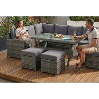 Grey Rattan Effect 9 Seater Table and Sofa Set for Outdoors