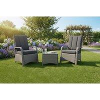 Natural Wicker Rattan Bistro Set - 2 Seater with Cushions & Table