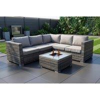 Modern Rattan 5 Seat Garden Corner Sofa Set with Ice Bucket Table