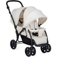 Double Pushchair with Adjustable Backrests & Sun Canopies - Grey or Beige