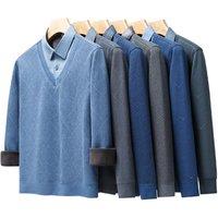 Men's Faux Two‑Piece Fleece‑Lined Shirt - 3 Sizes & 9 Colours