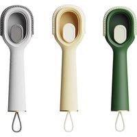 Pack of 3 Multifunctional Soft Cleaning Brushes with Liquid-Fill Handles - White, Green & Yellow