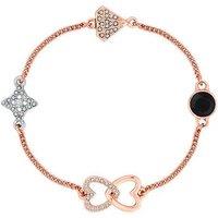 Rose Gold Heart Charm Stacker Bracelet - Crystal Embellished, Magnetic Clasp, 18cm