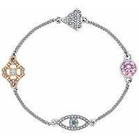Silver Rhodium Evil Eye Charm Stacker Bracelet - Crystal Embellished, Magnetic Clasp, 18cm
