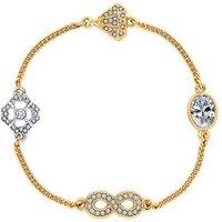 Gold Crystal Infinity Charm Stacker Bracelet - Adjustable, Magnetic Clasp, 18cm