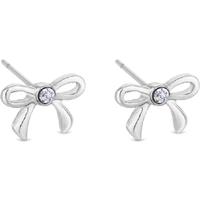 Diamond Style Silver Bow Stud Earrings - Crystal Accent, Hypoallergenic, 12mm Mini Studs