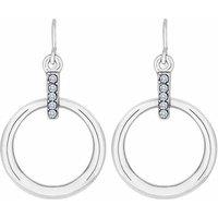 Diamond Style London Crystal Rhodium Horizon Drop Earrings - Silver-Tone, Modern Open Circle Design