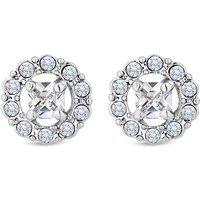 Diamond Style London Crystal Halo Stud Earrings - Silver-Tone, Classic Secure Fit