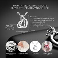 Everlasting Love Mum Interlocking Hearts Rhodium-Plated Necklace - Gift Boxed Sentimental Jewellery
