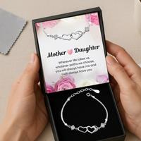 Sterling Silver S925 Double Heart Bracelet - Adjustable, Gift for Mum or Daughter