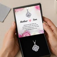 Rhodium-Plated Interlocking Love Knot Necklace with Cubic Zirconia - Adjustable Chain, Gift Boxed