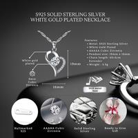 S925 Sterling Silver Heart Pendant Necklace - Hypoallergenic, Cubic Zirconia, Gift for Sister