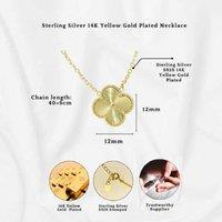 S925 Sterling Silver Four-Leaf Clover Gold Pendant Necklace - Hypoallergenic, Gift Ready, Adjustable Chain