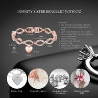 Rose Gold Infinity Sister Bracelet - Premium Crystal, Adjustable, Gift-Ready