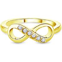 Gold Plated Infinity Statement Ring with Crystals - Sterling Silver Finish