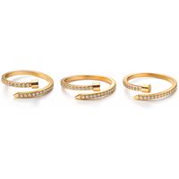 Diamond Style London Rose Gold Plated Infinity Statement Ring with Crystals - Adjustable Modern Nail Design