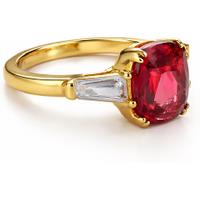 Diamond Style London Ruby Red Gold Plated Statement Ring - Oval Crystal Gemstone