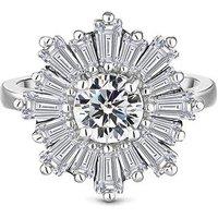 Diamond Style London Rhodium Plated Crystal Starburst Statement Ring