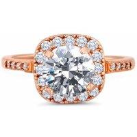 Rose Gold Plated Crystal Halo Statement Ring - Diamond Style London, Stackable, Multiple Sizes