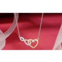 Rose Gold Heart Pendant Necklace - Adjustable Clavicle Chain, Romantic Gift for Wife or Couples