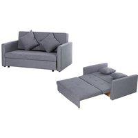 Modern Grey Fabric 2-Seater Sofa Bed with Storage