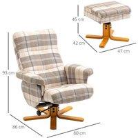HOMCOM Multicolour Fabric Recliner Swivel Lounge Chair & Ottoman - Modern Reclining Sofa Chair with Storage, Linen-Feel, 1-Seater