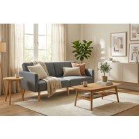 Grey Fabric 2-Seater Click Clack Sofa Bed - Modern Split Back, Space-Saving Design