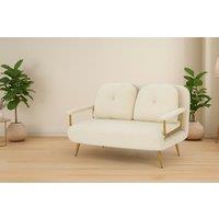 Modern Boucle Fabric 2-Seater Foldable Sofa Bed with Pillows - Space-Saving Guest Bed