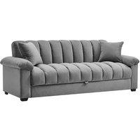 PRICE DROP! Grey Channel Sleeper Sofa Bed with Soft Pillows & Modern Design