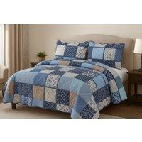 Luxury Cotton Quilted Patchwork Bedspread Set - Soft, Breathable & Machine Washable, Double or King Size, 12 Colours
