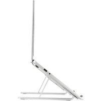 Silver Aluminium Adjustable Laptop Stand - Ergonomic, Foldable Desk Riser for Living Room Workspaces