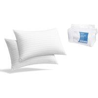 Ultra-Firm Non-Allergenic Pillows - Pair - Super Firm Spiral Fibre, Polycotton Cover, Supportive & Hypoallergenic