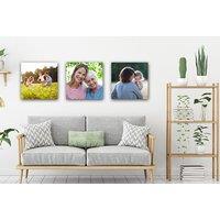 Set of 3 Personalised 12" x 12" Square Canvas Wall Art - Premium Photo Prints, Hand-Stretched, Modern Decor