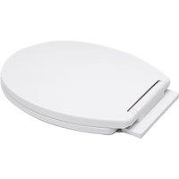 Soft Close Polypropylene Toilet Seat with Fixings - Modern White, 400mm x 355mm