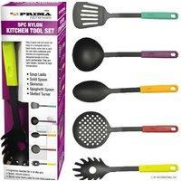 5pc Non-Stick Nylon Kitchen Utensil Set with Stand - Heat-Resistant & Colour Coded