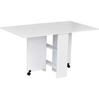 Extendable Space-Saving White Dining Table with Wheels & Hidden Storage - Seats 6, Particle Board, Contemporary
