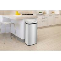 HOMCOM 50L Touchless Motion Sensor Bin - Large Capacity, Hands-Free Kitchen Waste Bin, Odour Control
