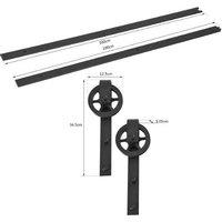 Modern Metal Sliding Barn Door Kit - Space-Saving Track for Dining Room, 6.6FT
