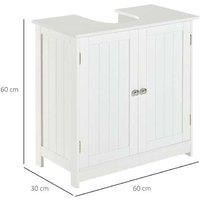 HOMCOM Classic White MDF Freestanding Under Sink Bathroom Cabinet - Space-Saving Storage, Modern Style