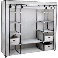 Large Canvas Fabric Bedroom Wardrobe with Hanging Rail, Drawers & Shelves - Lightweight Storage Solution