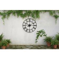 Vintage Metal Roman Numeral Wall Clock - Cast Iron-Effect, 40cm or 60cm, Indoor/Outdoor Decor