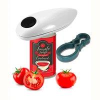 Automatic Electric Tin Can Opener & Bottle Wrench - Easy-Use, Safety Blade, Battery Operated