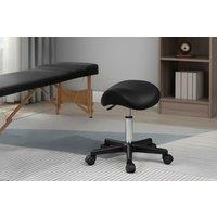 HOMCOM Adjustable Ergonomic Black PU Saddle Stool - Height Adjustable, 136kg Capacity