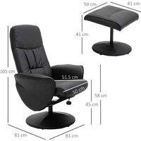 HOMCOM Ergonomic Faux Leather High Back Recliner Chair - Black, Adjustable, Modern Lounge Seating