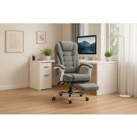 Vinsetto Luxury Ergonomic Massage Office Chair - Grey Linen, Adjustable Height, Reclining with Heated Six-Point Massage & Footrest