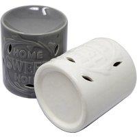 Ceramic 'Home Sweet Home' Oil Burner Set - Vintage Shabby Chic Scent Diffuser Tabletop Decor, 9cm