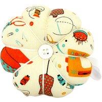 Pumpkin-Shaped Fabric Wrist Pin Cushion - Compact Sewing Accessory, 9.5cm, Modern Craft Decor