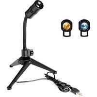 2-in-1 LED Table Projector Lamp - Moon & Earth, Rotating, Portable, Modern Night Light